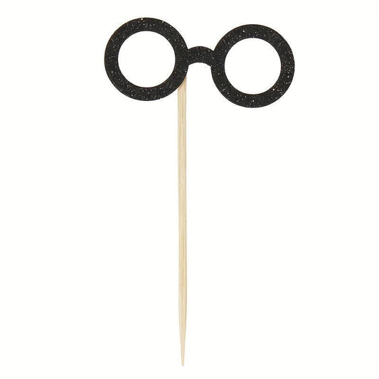 10pcs Cartoon Themed Cake Tag Glasses Cupcake Toppers Wizard Hat Decor Supplies
