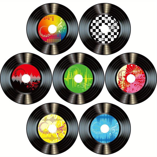 35pcs Rock and Roll Music Party Decorations Paper Records Colorful Cut Outs