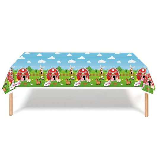 Cartoon Farm Animals Tablecloth 54x108 Inch Disposable for Summer Parties