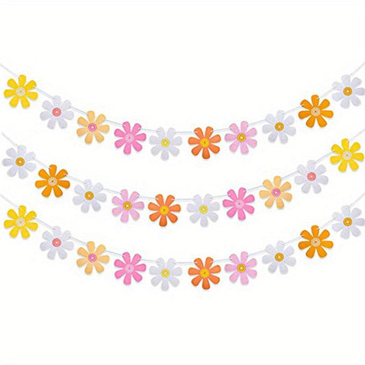 Colorful Flower Garland Banner 60s 70s Birthday Party Decoration
