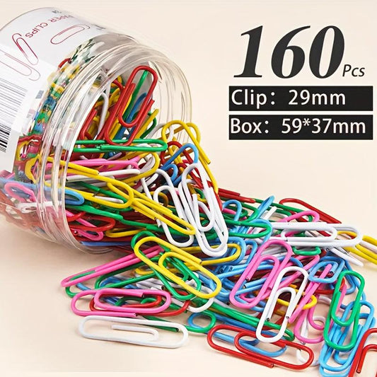 160pcs Multicolor 29mm Metal Paper Clips for School Office DIY Albums Sorting
