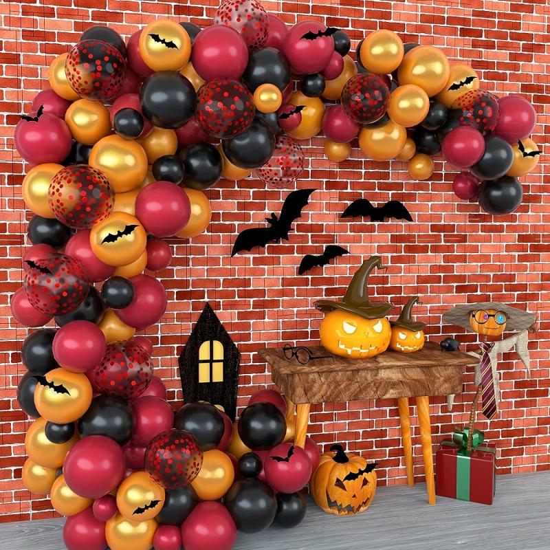 Wizard School Balloon Garland Arch Burgundy Golden Balloons Set