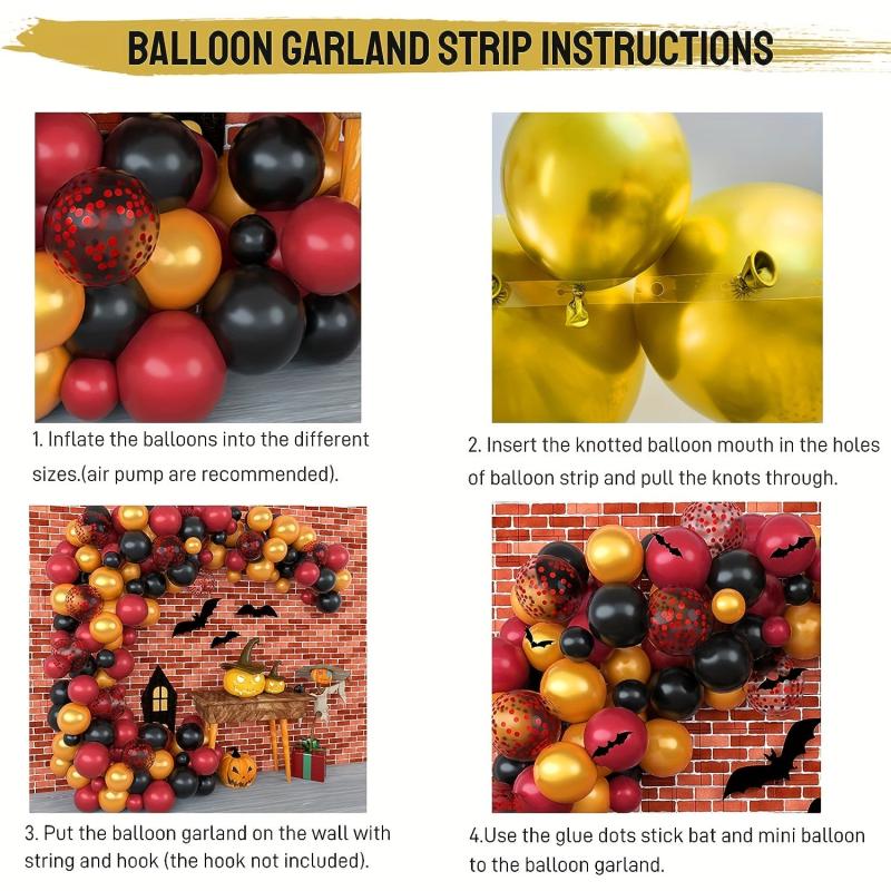 Wizard School Balloon Garland Arch Burgundy Golden Balloons Set