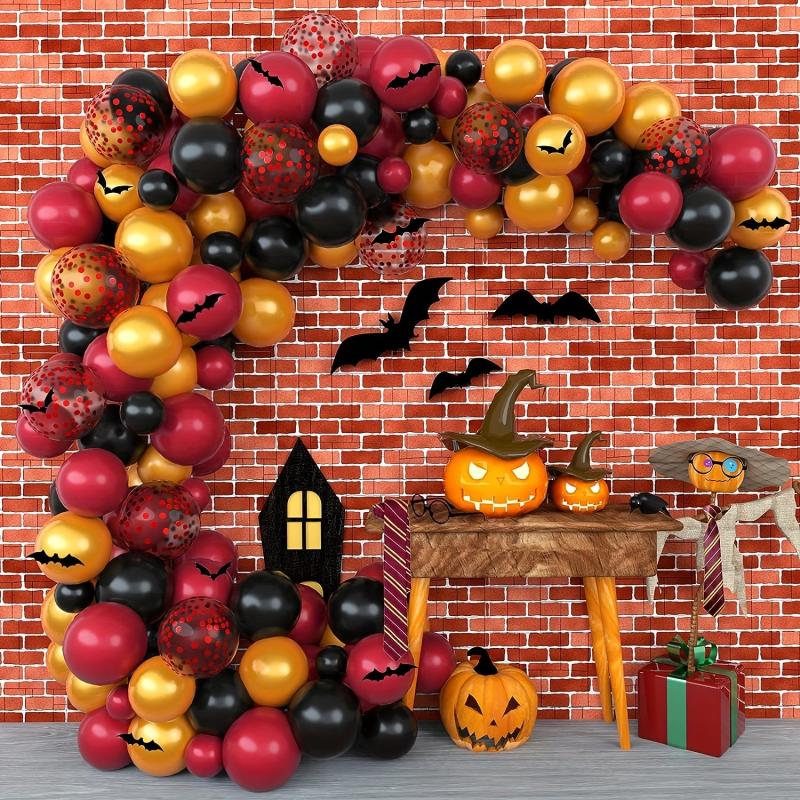 Wizard School Balloon Garland Arch Burgundy Golden Balloons Set
