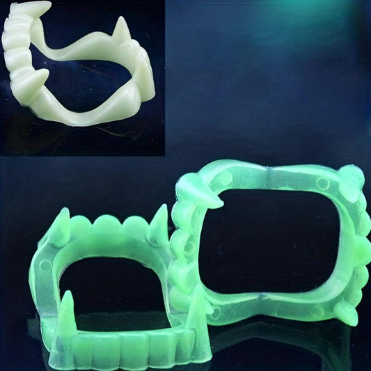 1pc Halloween Grillz Teeth Luminous Denture Funny Props