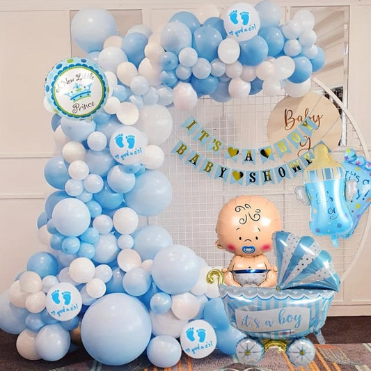 Boy Baby Shower Decorations Set Balloons Banners Sash and Foil Balloon
