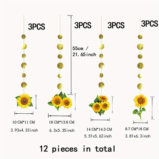 12pcs Sunflower Hanging Decoration Wedding Party Scene Supplies
