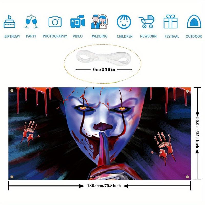 Halloween Horror Clown Backdrop Cloth Banner