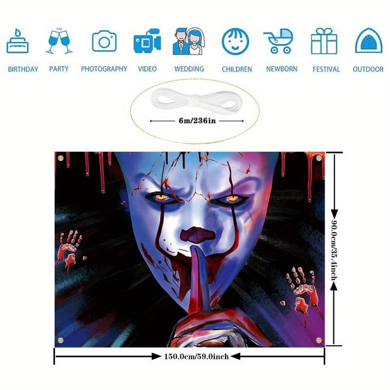 Halloween Horror Clown Backdrop Cloth Banner