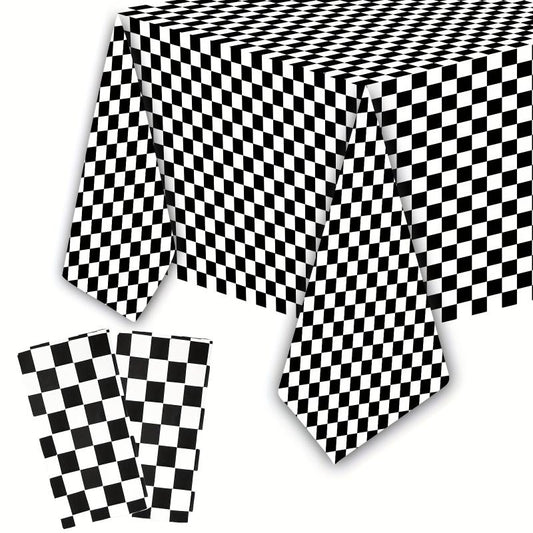 2pcs Racing Car Table Cloths & Checkered Tablecloth - Car Theme Party Supplies