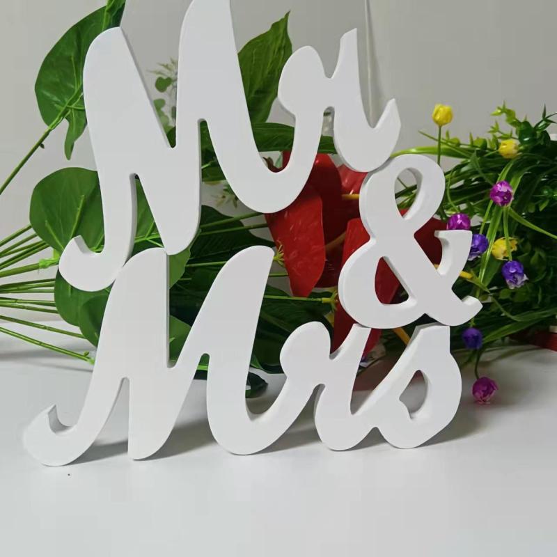 Wooden Mr and Mrs Signs Wedding Set for Table Top and Wall Decoration
