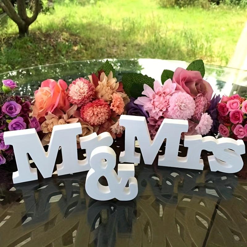 Wooden Mr and Mrs Signs Wedding Set for Table Top and Wall Decoration