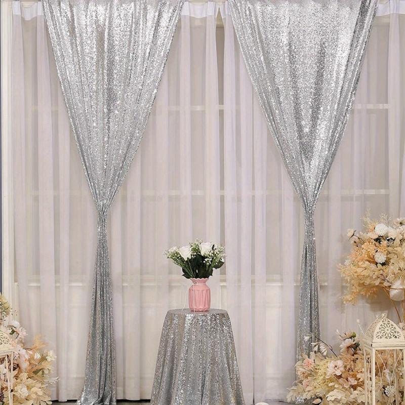 Golden Sequin Backdrop Curtain Panels for Wedding Party Background
