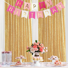 Golden Sequin Backdrop Curtain Panels for Wedding Party Background