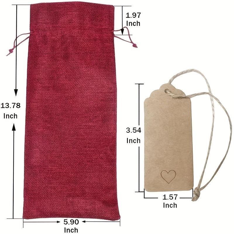 Burlap Wine Bag Red Wine Goods Olive Display Gift Bundle Pocket