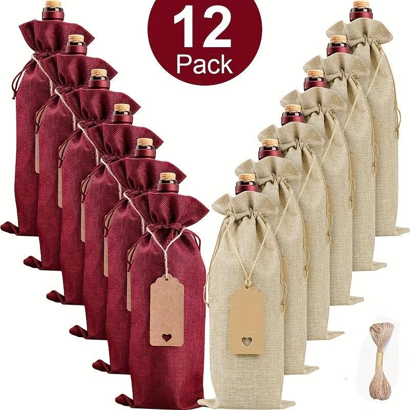 Burlap Wine Bag Red Wine Goods Olive Display Gift Bundle Pocket