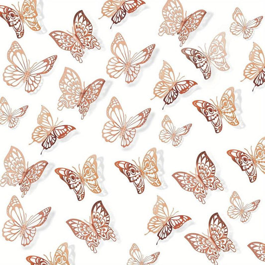 72pcs 3D Butterfly Wall Decor Stickers Silvery Butterfly Party Decorations
