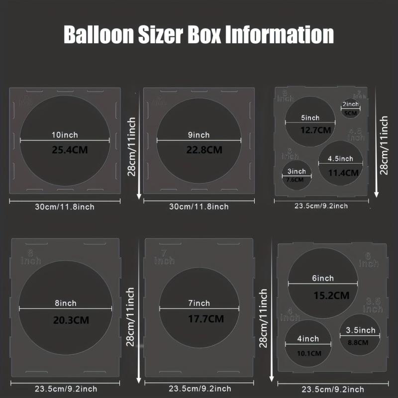 Collapsible Balloon Sizer Cube Box - Size Measuring Tool for Arch