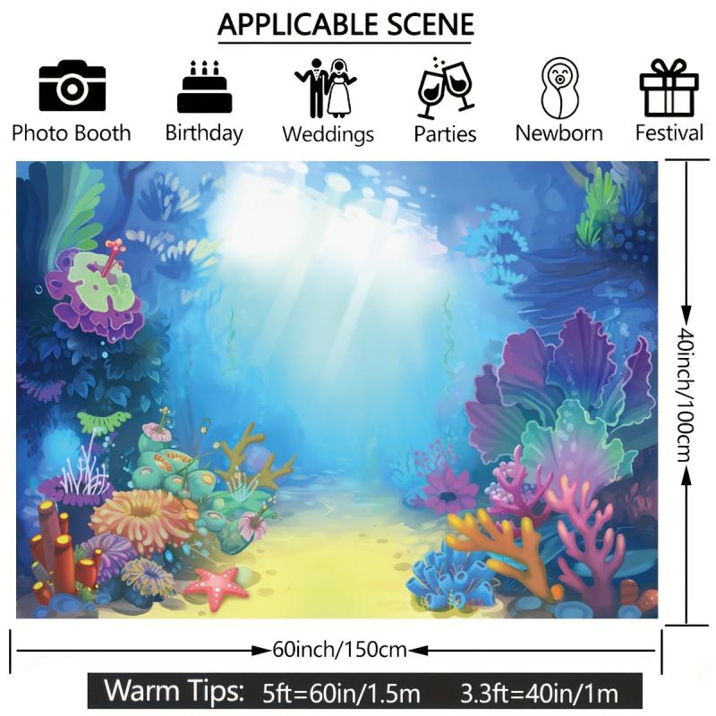 Under the Sea Mermaid Princess Backdrop 5x3ft Ocean Baby Shower Photo Props