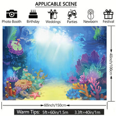 Under the Sea Mermaid Princess Backdrop 5x3ft Ocean Baby Shower Photo Props