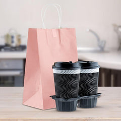 15pcs Pink Gift Handbag for Milk Tea Takeaway Bags Clothing Packaging
