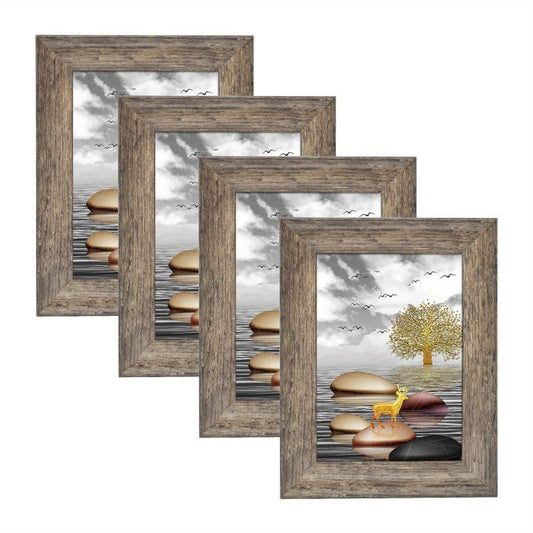 Rustic Distressed Antique Gray Wood Pattern Photo Frames