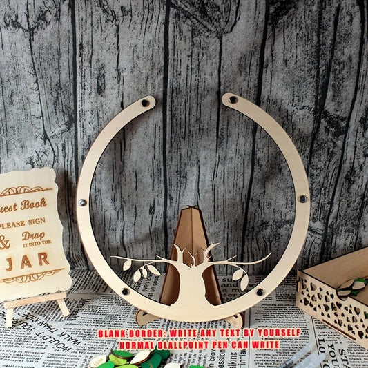 Wood Wedding Guest Book Sign in Board Circular Tree Guest Use Pen Sign Wish Baby