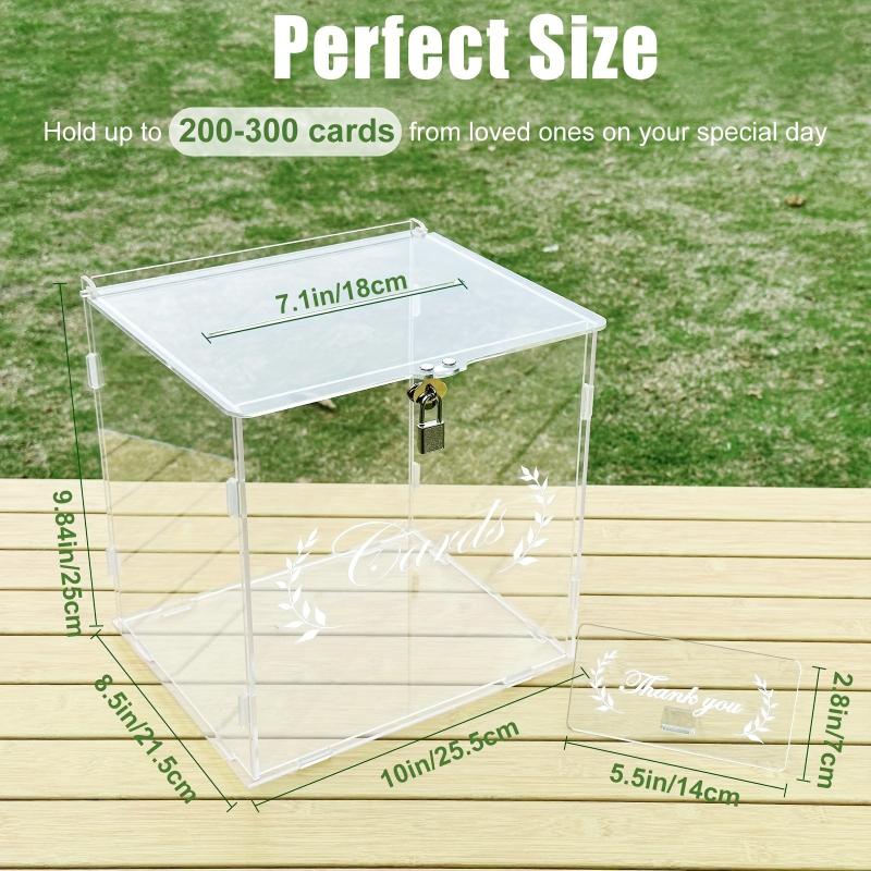 Clear Wedding Card Box with Lock - Rustic Decorations and Gift Card Holder