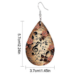 Vintage Musical Notation Faux Leather Earrings for Women Girls