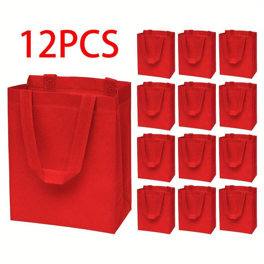 12pcs Red Gift Bags with Handles for Shopping and Events