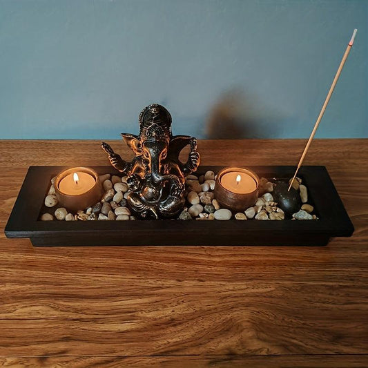 Elephant God Candlestick Set Diwali Yoga Meditation Candle Holder