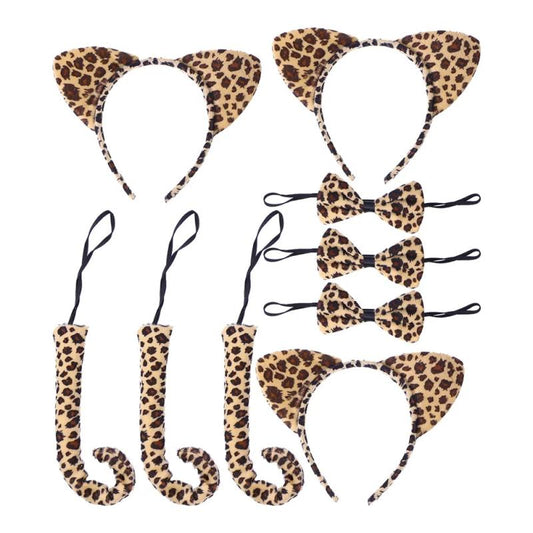 Cat Ears Headband Tail Costume Set Cosplay Tails Bowtie Ear Accessory