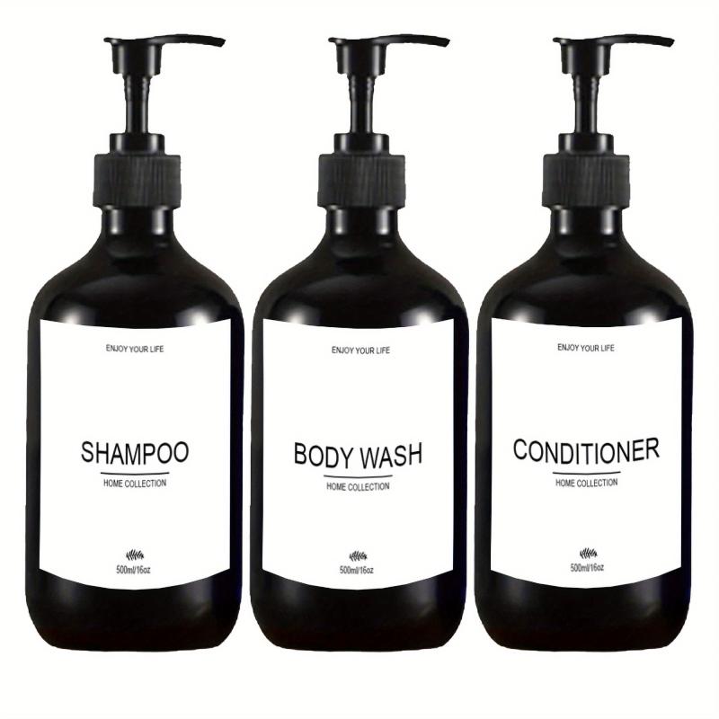 3 Refillable Bottles With Pump & Labels 500ml