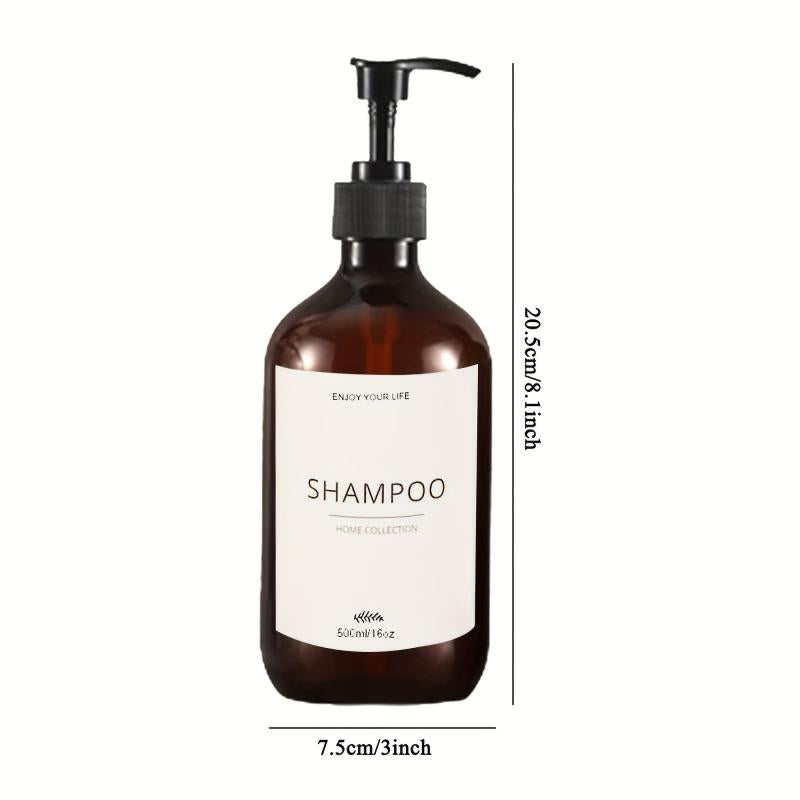 3 Refillable Bottles With Pump & Labels 500ml