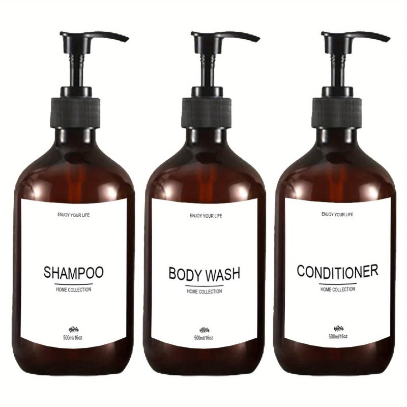 3 Refillable Bottles With Pump & Labels 500ml