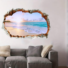 Beach View Wall Sticker Self Adhesive Decal for Home and Bathroom Decoration