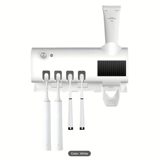 UV Toothbrush Sanitizer & Dispenser Wall Mounted Bathroom Organizer