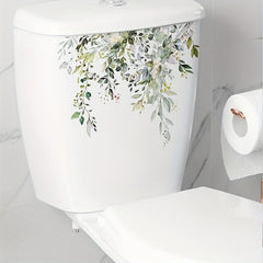 Green Plant Pattern Toilet Lid Decal for Bathroom Decor