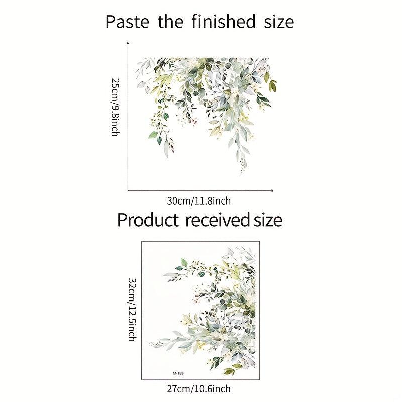 Green Plant Pattern Toilet Lid Decal for Bathroom Decor