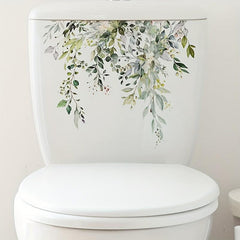Green Plant Pattern Toilet Lid Decal for Bathroom Decor