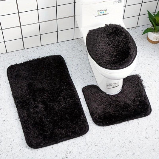 3pcs Bathroom Mat Set Soft Plush Ultra-fine Fiber Absorbent Mat