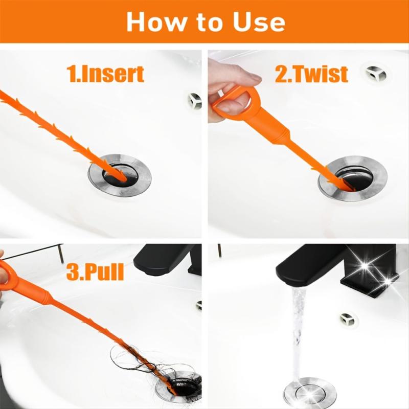 6Pack 20Inch Drain Clog Remover Tool Hair Cleaner Shower Sink Snake for Shower