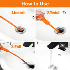 6Pack 20Inch Drain Clog Remover Tool Hair Cleaner Shower Sink Snake for Shower