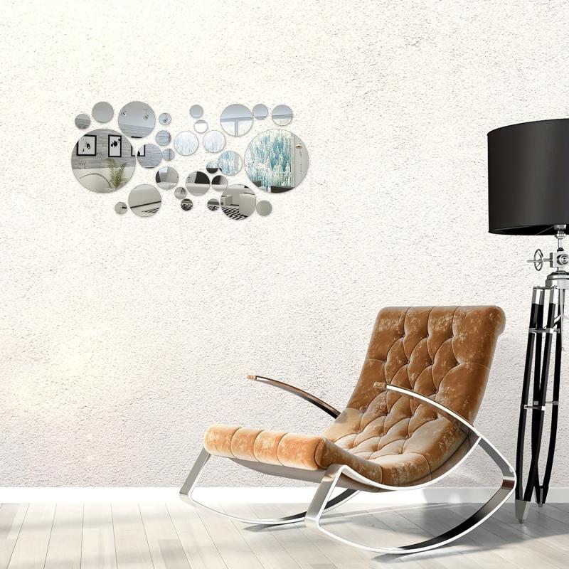 32 Pcs Acrylic Mirror Wall Stickers 360 Round Circle for Home Decor