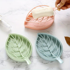 Double Layer Leaf Drainage Soap Box Laundry Soap Rack and Bathroom Accessory