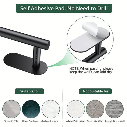5pcs Self Adhesive Towel Holder Set with Hooks & Toilet Paper Holder