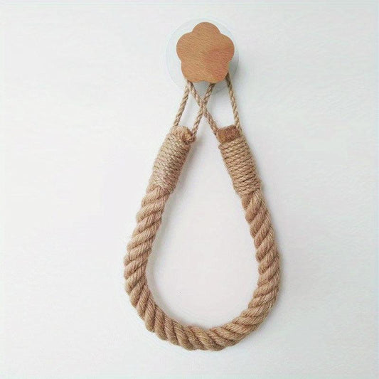 Hemp Rope Toilet Roll Paper Holder Wall Mounted Tissue Storage Rack