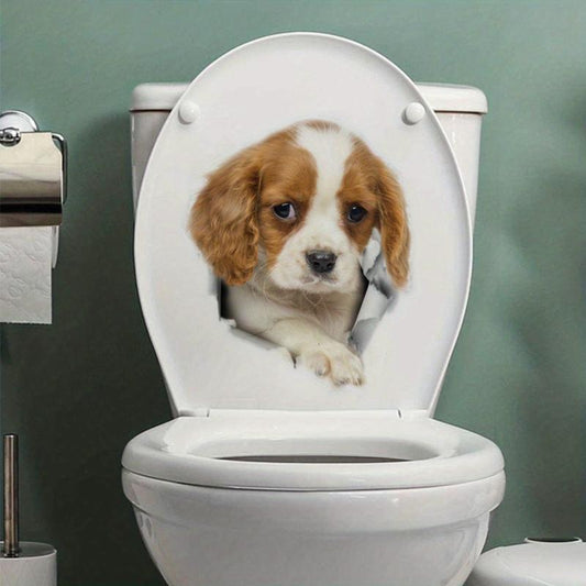 Waterproof Dog Toilet Sticker for Bathroom Decor