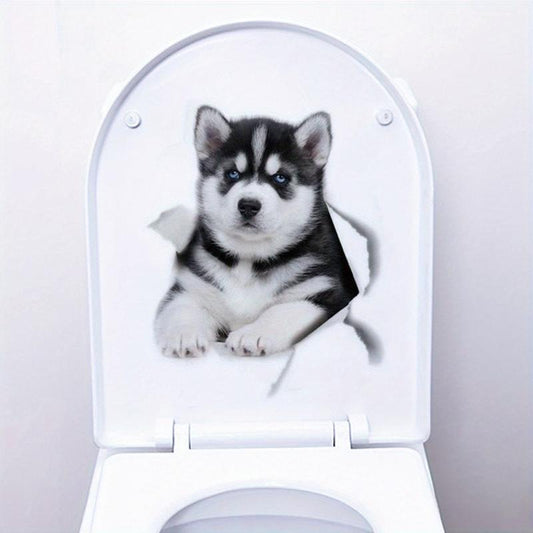 Waterproof Dog Toilet Sticker for Bathroom Decor