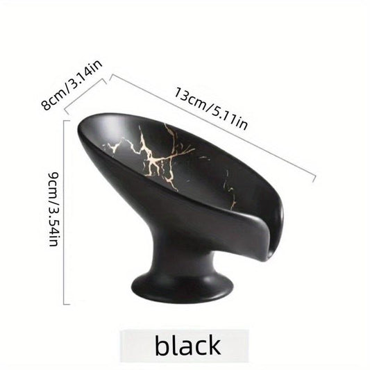 Ceramic Self Draining Soap Dish Marble Pattern Soap Box Holder